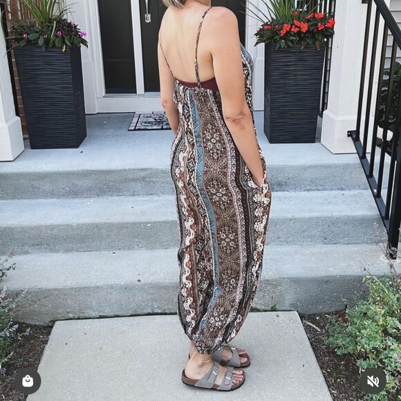 NWT Three Bird Nest Hanging Gardens Jumpsuit Size Small Olive Teal Pattern Small - Picture 5 of 7